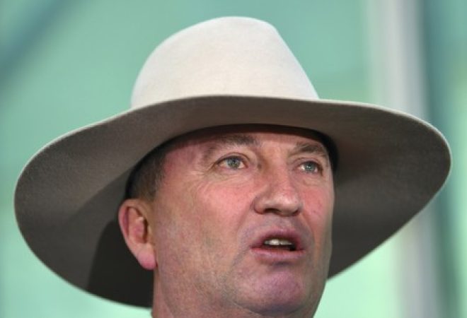 Vice-premiê da Austrália, Barnaby Joyce, durante coletiva de imprensa em Canberra