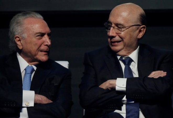 Presidente Michel Temer e ministro da Fazenda, Henrique Meirelles, durante evento em Brasília