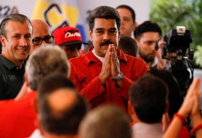 Presidente da Venezuela, Nicolás Maduro, na sede do Conselho Eleitoral Nacional em Caracas