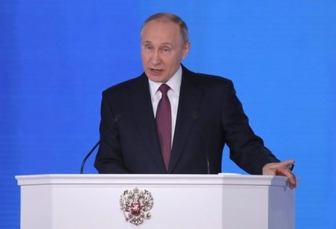 Presidente da Rússia, Vladimir Putin, durante evento em Moscou