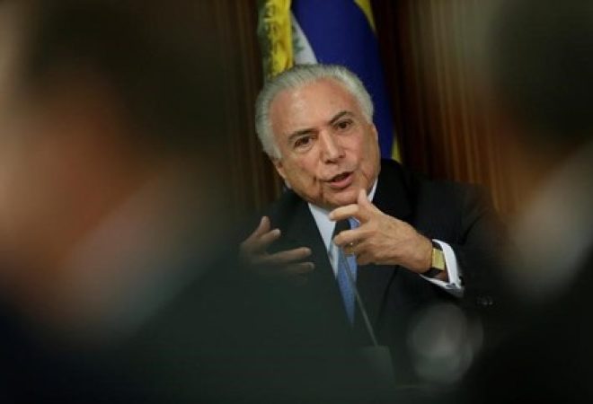 Presidente Michel Temer durante reunião no Palácio do Planalto, em Brasília