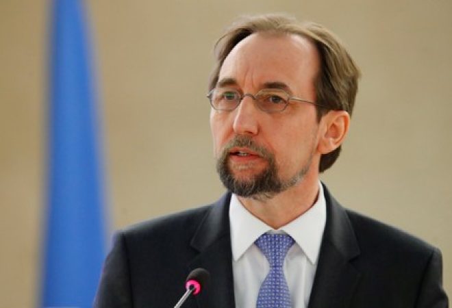 Chefe de direitos humanos da Organização das Nações Unidas (ONU), Zeid Ra'ad al-Hussein, em Genebra, na Suíça
