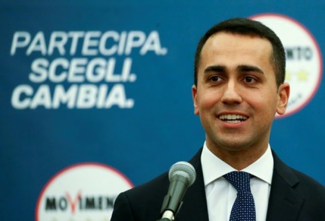Líder do Movimento 5 Estrelas, Luigi Di Maio, durante coletiva de impresa em Roma, na Itália