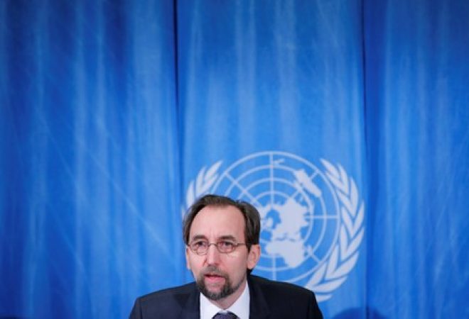 Alto comissário da ONU para os direitos humanos, Zeid Ra'ad al-Hussein, durante coletiva de imprensa em Genebra, na Suíça