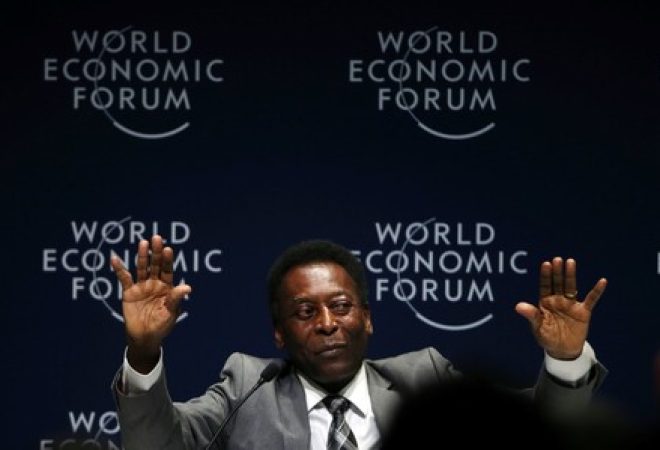 Pelé durante Fórum Econômico Mundial para a América Latina, em São Paulo