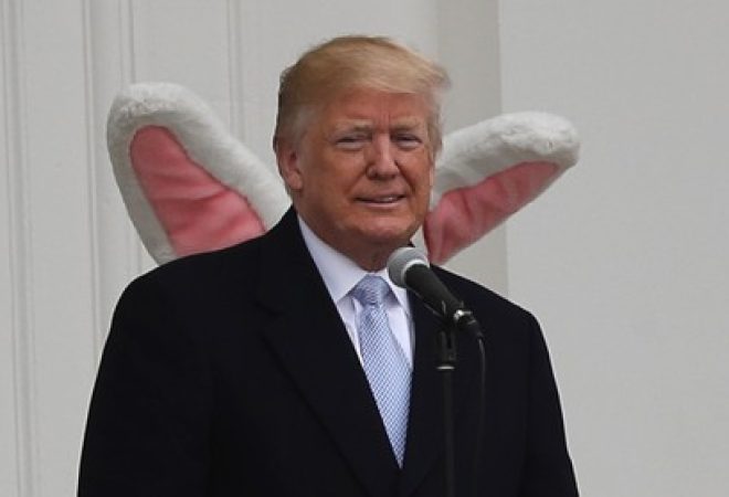 Presidente dos EUA, Donald Trump, durante cerimônia de Páscoa na Casa Branca