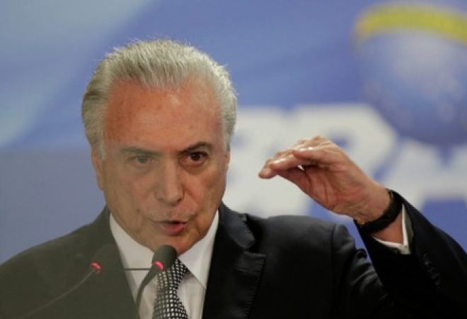 Presidente Michel Temer durante cerimônia no Palácio do Planalto, em Brasília