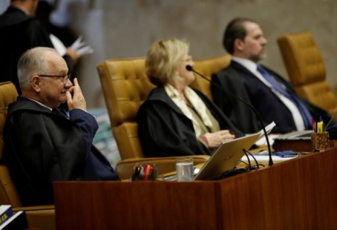 Ministros do Supremo Tribunal Federal durante sessão em Brasília, Brasil