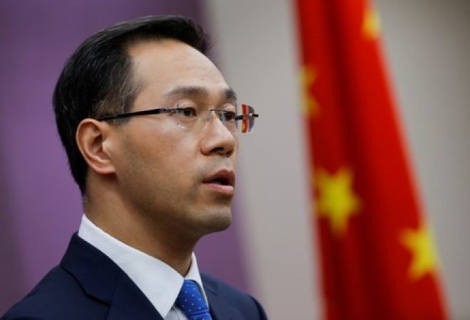 Porta-voz do Ministério do Comércio chinês, Gao Feng, durante coletiva de imprensa em Pequim