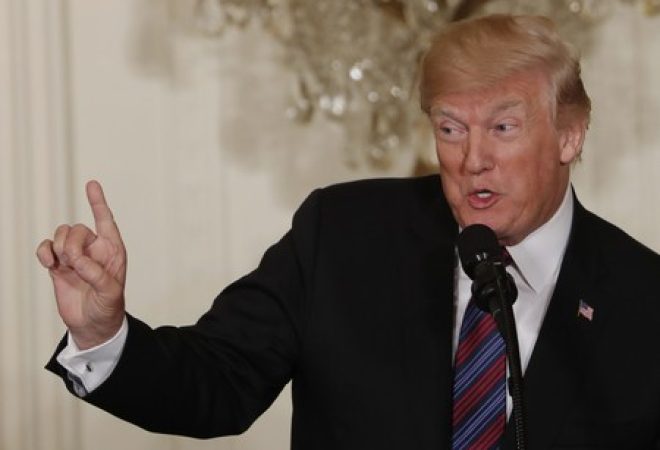 Presidente dos Estados Unidos, Donald Trump, durante coletiva de imprensa na Casa Branca, em Washington