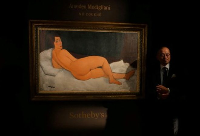 "Nu couché", quadro de Amedeo Modigliani vendido por 157 milhões de dólares em leilão em NY