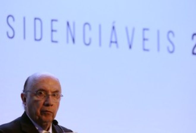 Pré-candidato à Presidência Henrique Meirelles durante evento em São Paulo