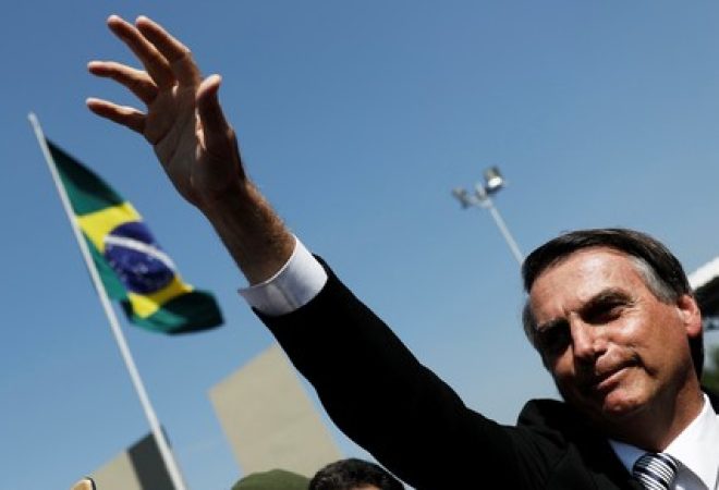 Pré-candidato do PSL à Presidência, Jair Bolsonaro, durante evento militar em São Paulo