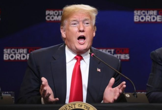 Presidente dos EUA, Donald Trump, durante evento em Nova York