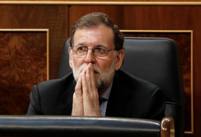 Primeiro-ministro da Espanha, Mariano Rajoy, durante sessão no Parlamento em Madri