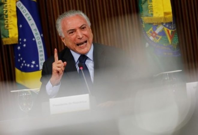Presidente Michel Temer durante reunião no Palácio do Planalto, em Brasília