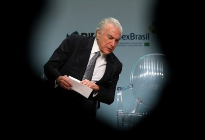 Presidente do Brasil, Michel Temer, durante evento em São Paulo, Brasil