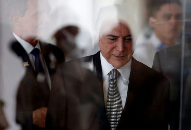 Presidente do Brasil, Michel Temer, chega a cerimônia em Brasília, Brasil