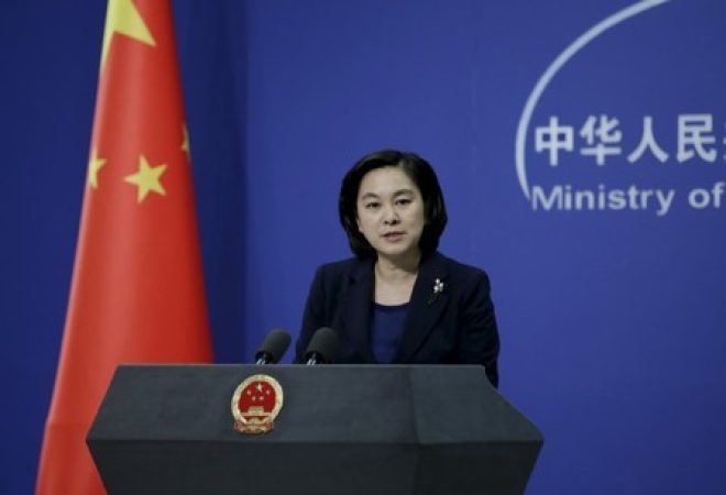 Porta-voz do Ministério das Relações Exteriores chinês, Hua Chunying, durante coletiva de imprensa em Pequim