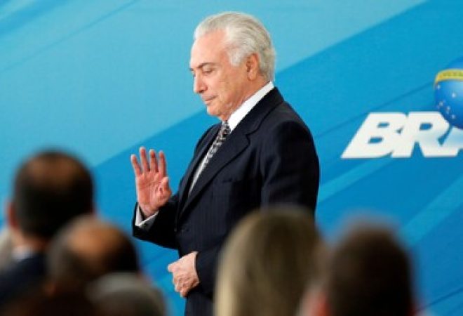 O presidente brasileiro Michel Temer em evento no Palácio do Planalto, em Brasília