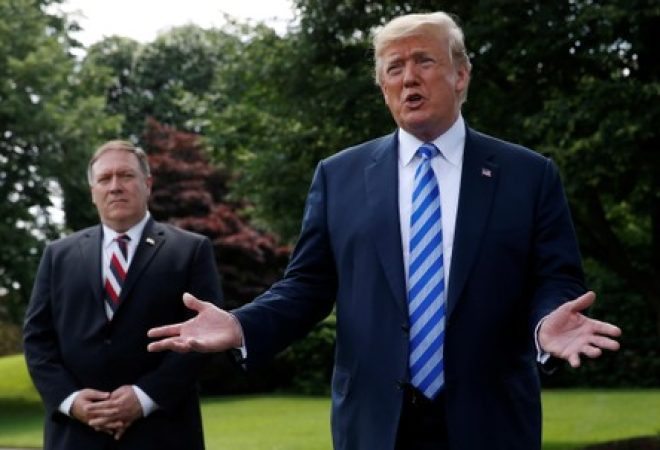 Presidente dos EUA, Donald Trump, fala com jornalistas após se reunir com enviado da Coreia do Norte na Casa Branca
