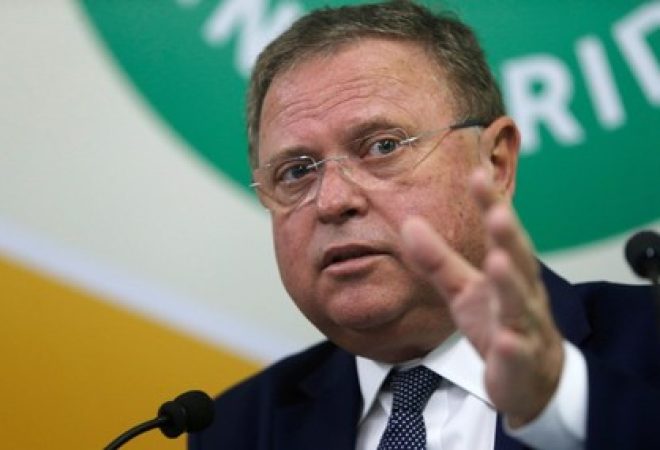 Ministro da Agricultura, Blairo Maggi, durante coletiva de imprensa em Brasília, Distrito Federal
