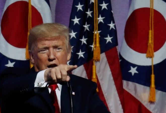 Presidente Donald Trump durante jantar do Partido Republicano de Ohio