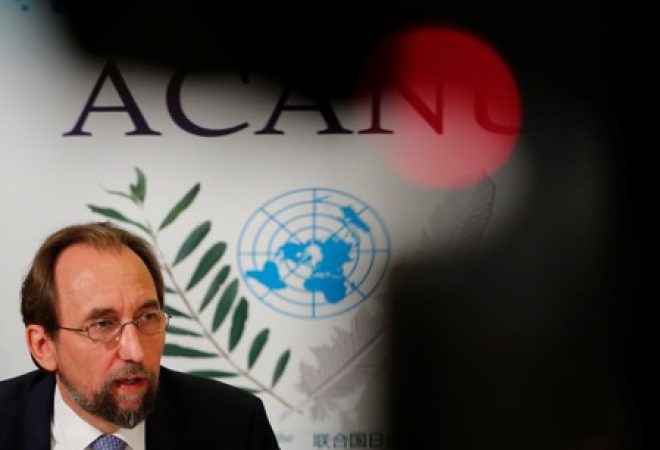 Chefe de direitos humanos da ONU, Zeid Ra’ad al-Hussein, em entrevista coletiva em Genebra