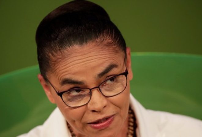 Candidata da Rede à Presidência, Marina Silva, durante evendo da Confederação Nacional da Agricultura, em Brasília