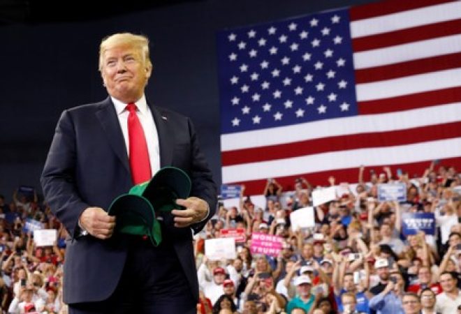 Trump durante discurso em Indiana