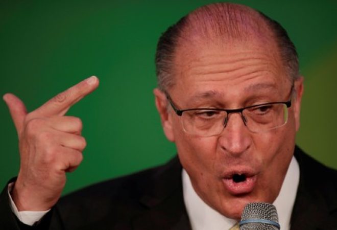 Candidato do PSDB à Presidência, Geraldo Alckmin, durante evento em Brasília