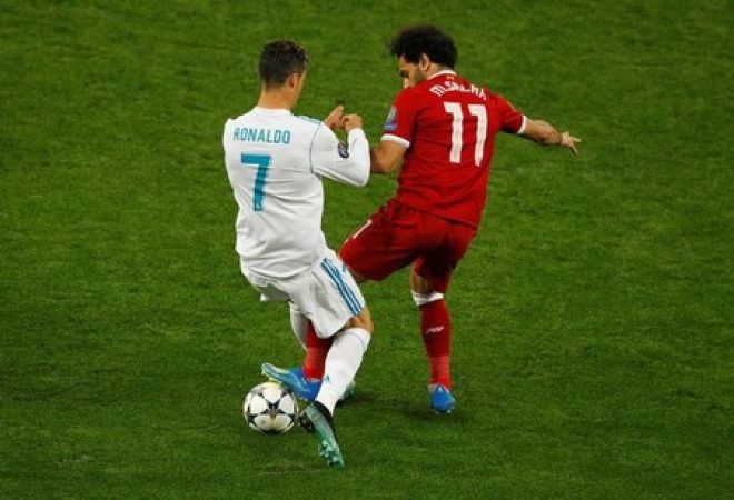 Cristiano Ronaldo e Mohamed Salah na final da Liga dos Campeões