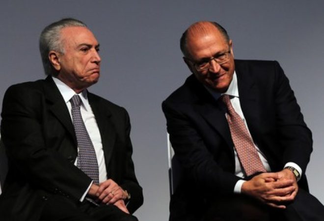 Presidente Michel Temer e candidato à Presidência pelo PSDB, Geraldo Alckmin, durante evento em São Paulo