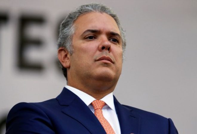 Presidente da Colômbia, Iván Duque, durante cerimônia em Bogotá