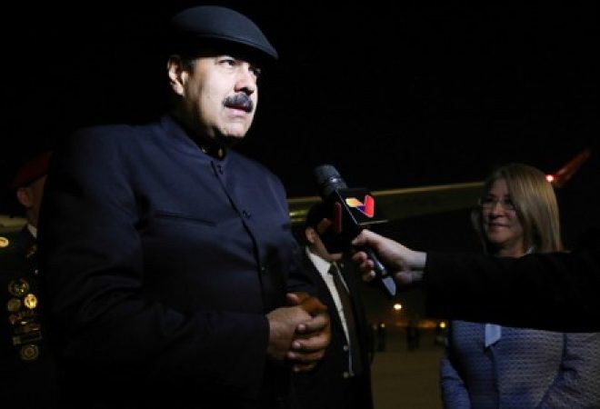 Presidente da Venezuela, Nicolás Maduro, concede entrevista em Pequim