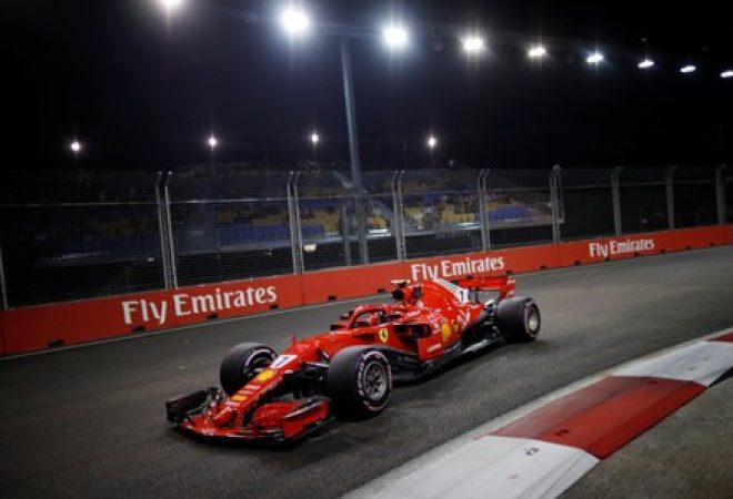 Kimi Raikkonen, da Ferrari, durante treino livre para GP de Cingapura de F1