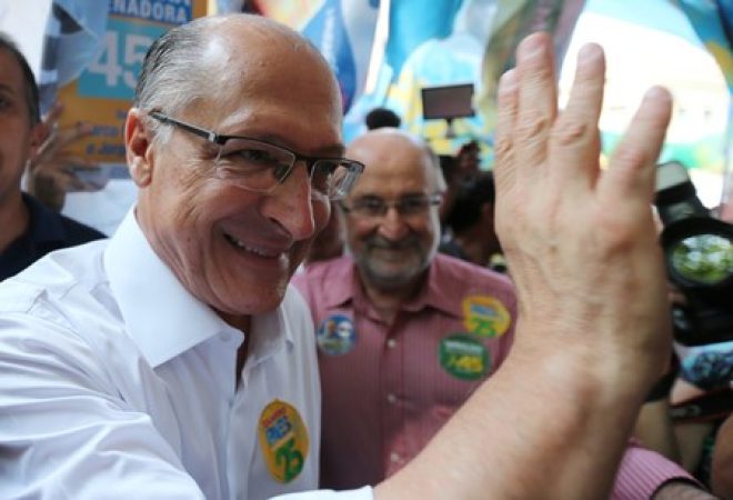 Candidato do PSDB à Presidência, Geraldo Alckmin, durante ato de campanha no Rio de Janeiro