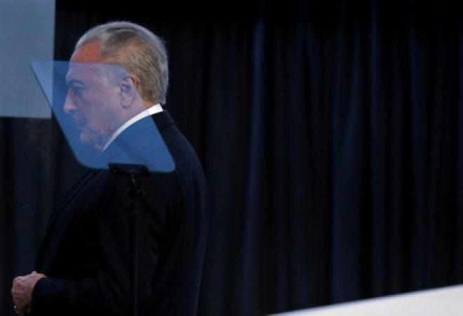 Presidente do Brasil, Michel Temer, durante cerimônia em Brasília, Brasil