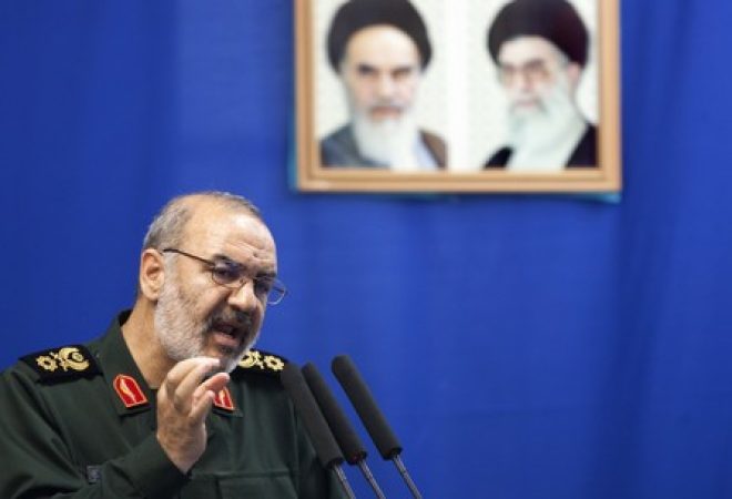 Vice-chefe da Guarda Revolucionária do Irã, Hossein Salami, durante evento em Teerã