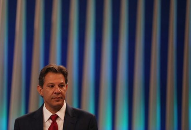Candidato do PT à Presdiência, Fernando Haddad durante debate no Rio de Janeiro