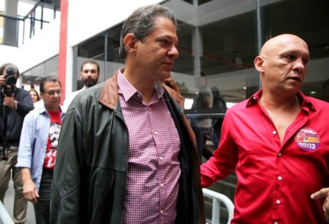 Candidato do PT à Presidência, Fernando Haddad, em São Paulo