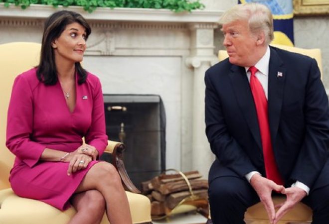 Trump se reúne com Nikki Haley na Casa Branca