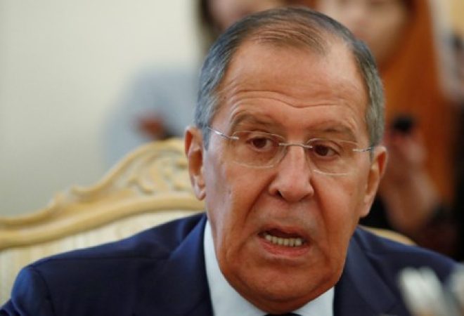 Ministro de Relações Exteriores da Rússia, Sergei Lavrov, durante reunião em Moscou