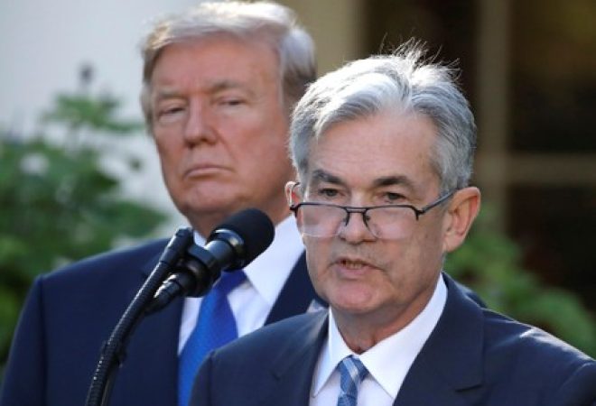 O presidente dos EUA, Donald Trump, e o chair do Federal Reserve, Jerome Powell, durante entrevista na Casa Branca. 2/11/2017.  REUTERS/Carlos Barria