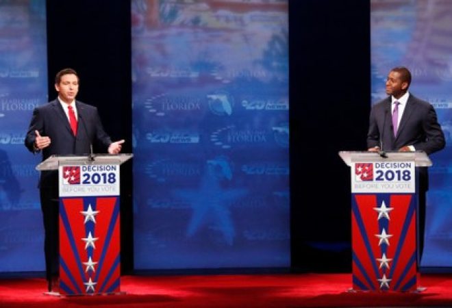 Candidatos a governador da Flórida Ron DeSantis e Andrew Gillum