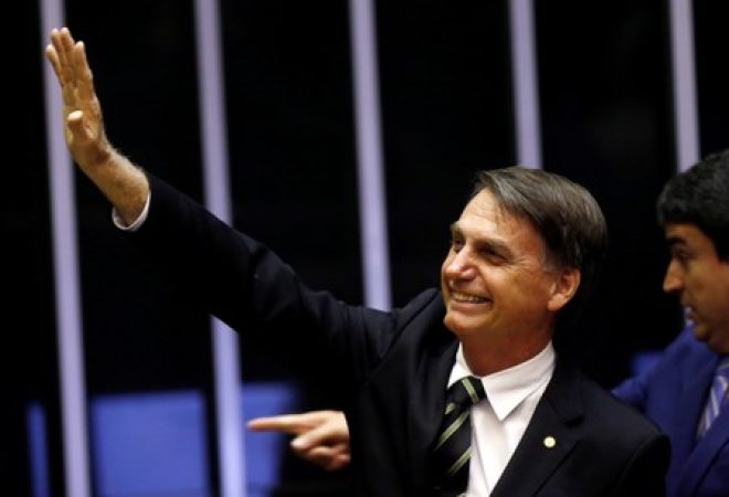 Presidente eleito Jair Bolsonaro no Congresso, em Brasília