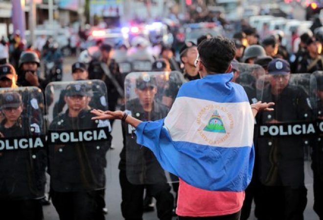 Protesto antigoverno em Manágua, na Nicarágua