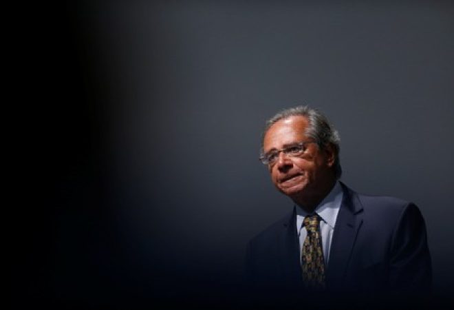 Ministro da Economia, Paulo Guedes, na cerimônia de transmissão de cargo em Brasilia