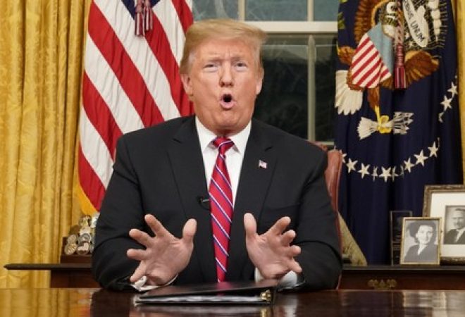 Presidente dos EUA, Donald Trump, durante pronunciamento na Casa Branca