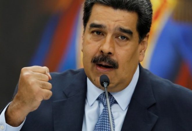 Presidente da Venezuela, Nicolás Maduro, durante entrevista coletiva no Palácio de Miraflores